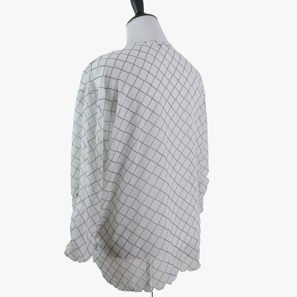Cabi Size M Chessboard Button Down Blouse 740 Ivory Black Grid Print - Picture 4 of 10